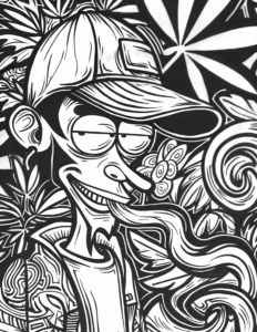 Cannabis Culture Coloring Page Psychedelic Dude Preview