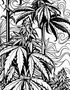 Cannabis Growing in Field Coloring Book Preview